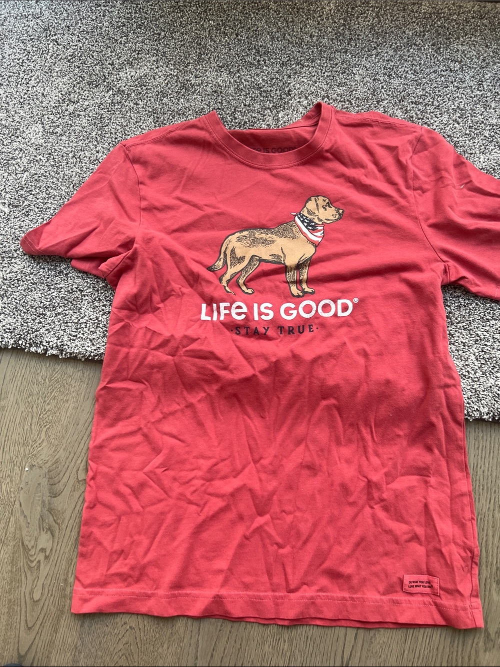Life Is Good  Stay  True Dog Graphic Tee Shirt - Size Small